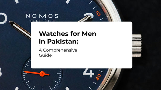 An elegant collection of men's watches displayed on a wooden surface, featuring a mix of luxury, casual, and sports designs with leather, metal, and silicone straps, symbolizing style and functionality for men in Pakistan